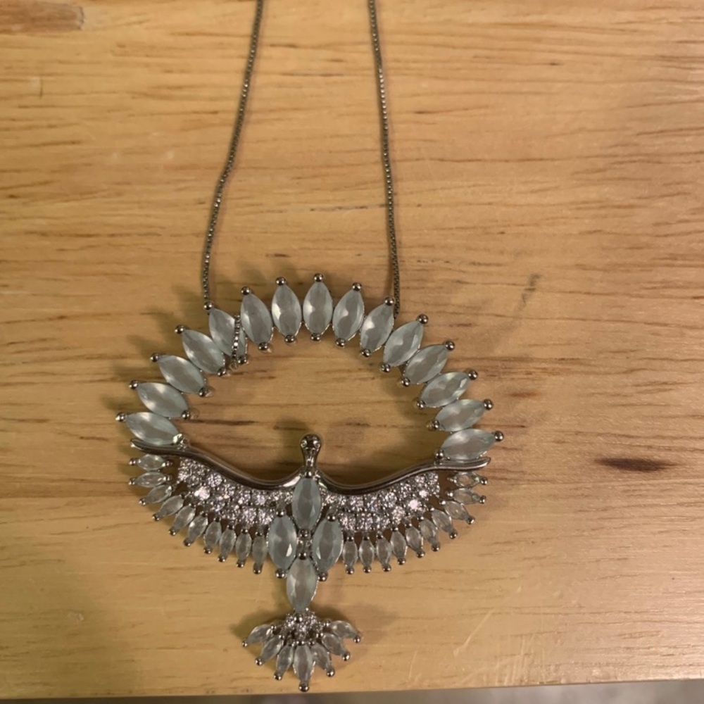 Silver Cubic Zirconia crystal bird necklace - Phoenix - thunderbird - Picture 9 of 11